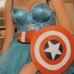 Women camptain America Superhero Costume with tu tu (no shield)